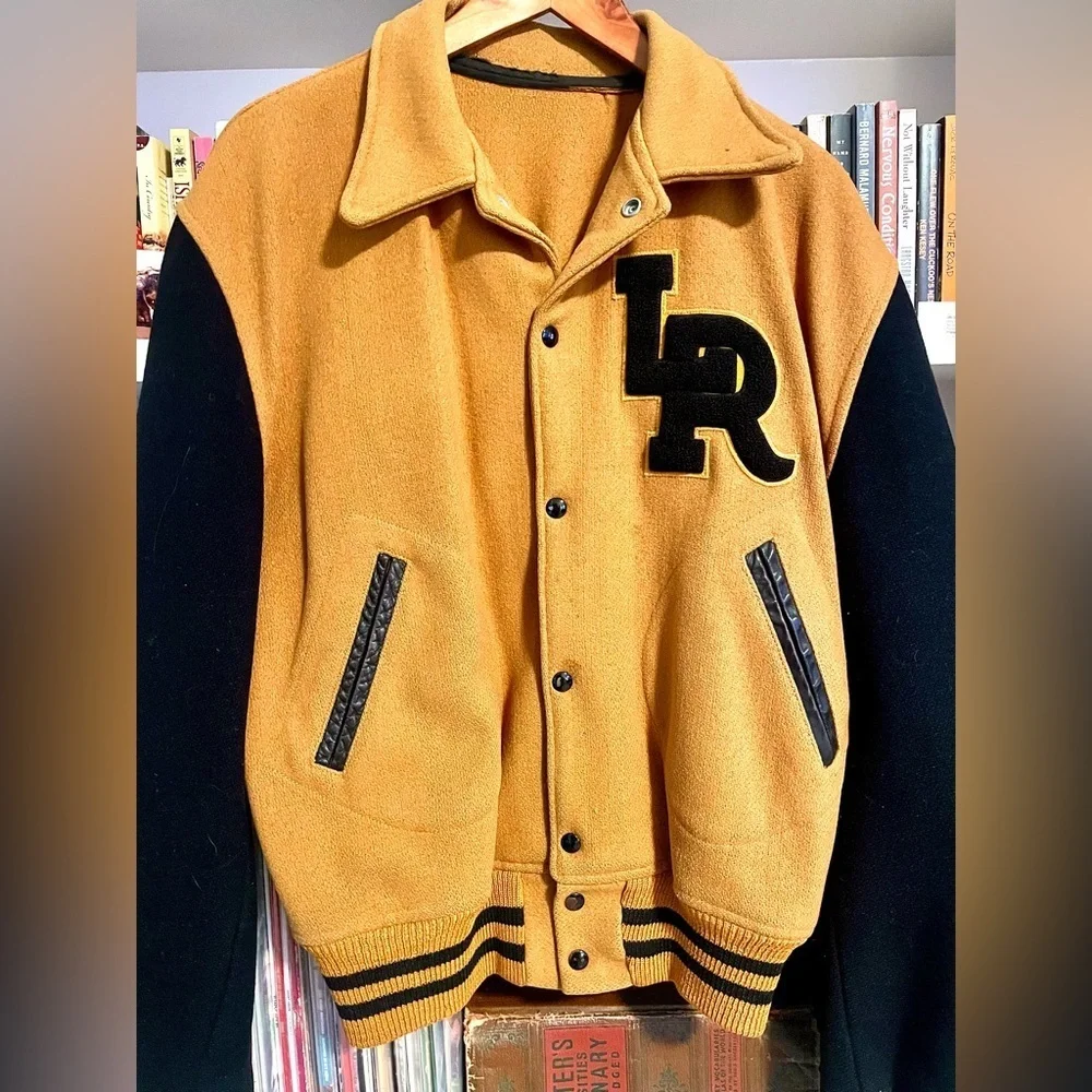 Vintage Letterman Varsity Jacket Wool Black Gold LR Central High School Arkansas